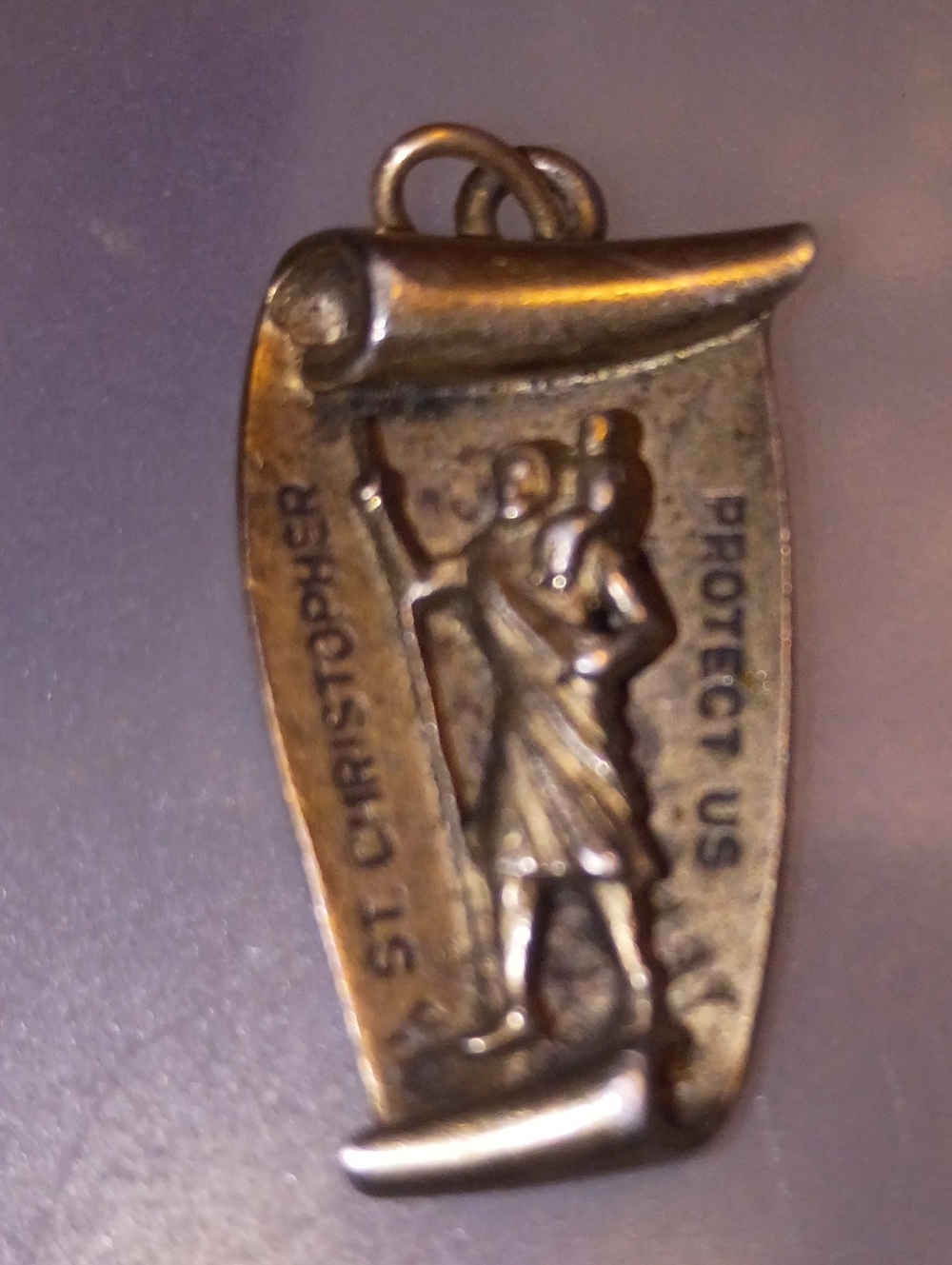 St. Christopher Scroll Pendant Charm Sterling HFB